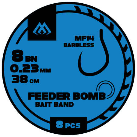 Przypony Mikado feeder bomb MF14 - z gumką - hak bez zadziora nr 8 / żyłka: 0.23mm/38cm - 8szt.