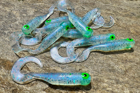 Guma Great Fish GF1 Twister 4,9cm | Ice Blue | bezzapachowy | 10 szt. | Dżejsiok Special Edition