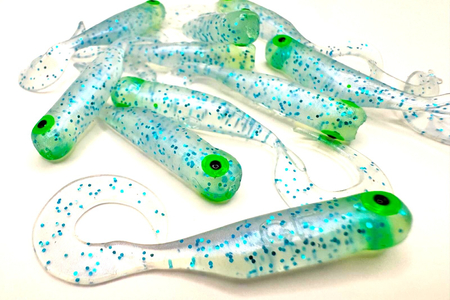 Guma Great Fish GF1 Twister 4,9cm | Ice Blue | krewetkowy | 10 szt. | Dżejsiok Special Edition