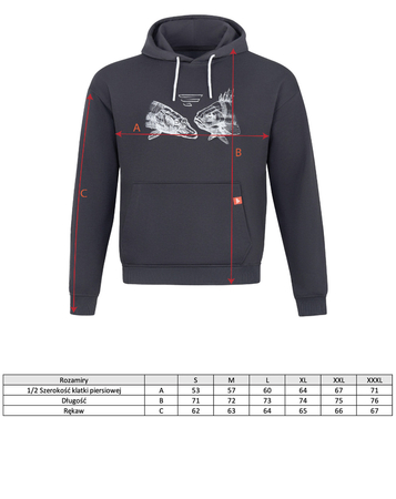 Bluza z kapturem Favorite Black logo dark grey melange | rozm. XL