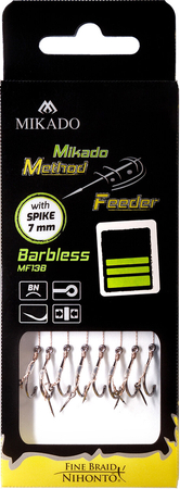 Przypony do methody Mikado z igłą- hak bez zadziora nr 10 DB / plecionka: 0.12mm/10cm - 8szt.