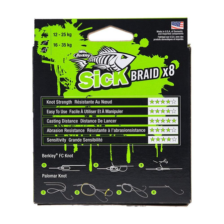 Plecionka Berkley Sick Braid 8 Flame Green 0.10mm | 7.5kg | 150m