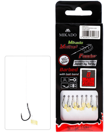 Przypony do methody Mikado z gumką - haczyk z zadziorem: 4 / żyłka: 0.28 mm - 8szt.