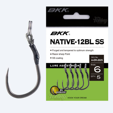 Haczyki bezzadziorowe BKK Native-12BL SS | #6 | 5 szt.