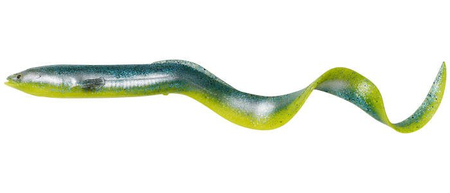 Guma Savage Gear Real Eel 20cm | Green/ Yellow/ GLITTER