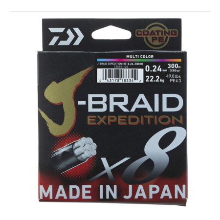 Plecionka Daiwa J-Braid Expedition X8E 0.10mm | 300m | Multicolor