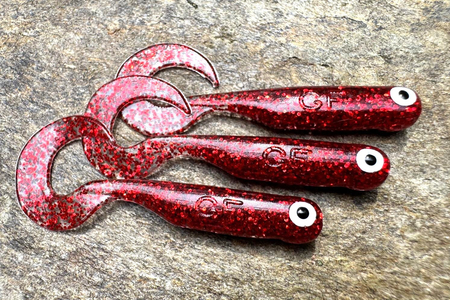 Guma Great Fish GF1 Twister 4,9cm | Glitter Red | rybny | 10 szt.