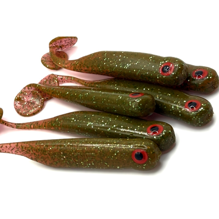 Guma Great Fish GF1 Ripper 7cm | Motor Oil Green | Krewetkowy | 6 szt.