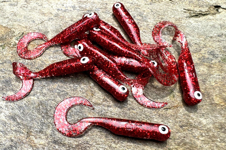 Guma Great Fish GF1 Twister 4,9cm | Glitter Red | krewetkowy | 10 szt.