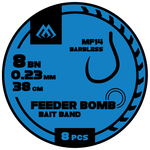 Przypony Mikado feeder bomb MF14 - z gumką - hak bez zadziora nr 12 / żyłka: 0.20mm/38cm - 8szt.