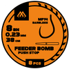 Przypony Mikado feeder bomb MF14 - Z PUSH STOPEM - hak bez zadziora nr 6 / żyłka: 0.25mm/38cm - 8szt.