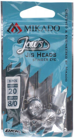 Główki jigowe Mikado Jaws Stinger Eye Jig - 20gr - hak: 10/0 - 3szt.