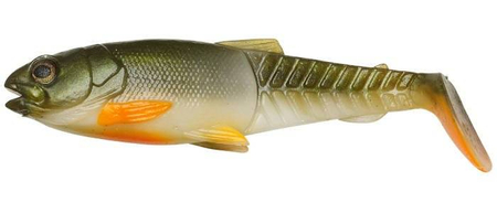 ..Guma SAVAGE GEAR CRAFT CANNIBAL PADDLETAIL 8.5CM 7G OLIVE PEARL HOT ORANGE
