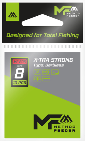 Haczyki Mikado - X-TRA STRONG nr 8 - bez zadziora - 10szt.