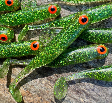 Guma Great Fish GF1 4,9cm | Glitter Green | krewetkowy | 10 szt.