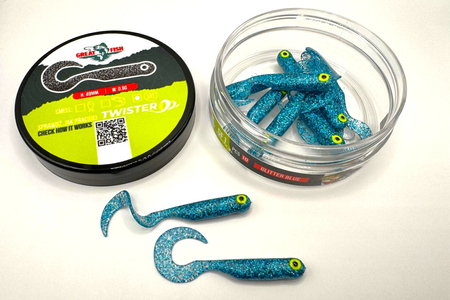 Guma Great Fish GF1 Twister 4,9cm | Glitter Blue | bezzapachowy | 10 szt.
