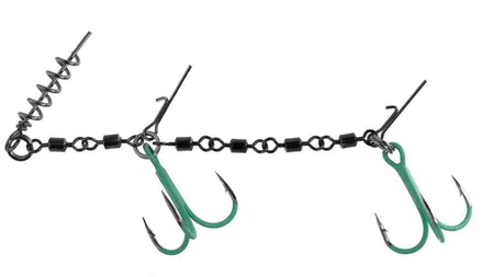 Dozbrojka z krętlików Mikado Jaws Double Evo Stinger Fluo XL - 35kg - kotwice nr 2/0 do gu | 18-22cm