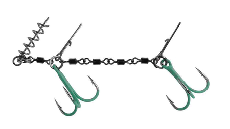 Dozbrojka z krętlików Mikado Jaws Double Evo Stinger Fluo - 25kg - kotwice nr 1/0 do gu | 18-22cm