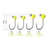 Główka jigowa wolframowa Delphin T-AREA BL / 4mm / 0.6g / #6 / 5 szt. - fluo żółta