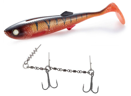 Zestaw guma Mikado SICARIO 22cm/ ORANGE PERCH + Dozbrojka Mikado Evo Stinger XL