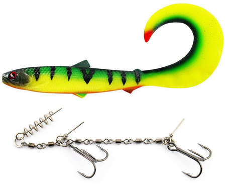 Zestaw Guma Westin BullTeez Curltail 21cm | 49g - Tiger Perch + Dozbrojka Vis Vangen