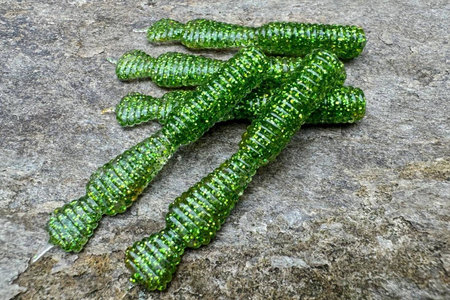 Guma Great Fish GF2 Leech 6cm | Glitter Green | krewetkowy | 10 szt.