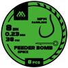 Przypony Mikado feeder bomb MF14 - Z IGŁĄ - hak bez zadziora nr 8 / żyłka: 0.23mm/38cm - 8szt.