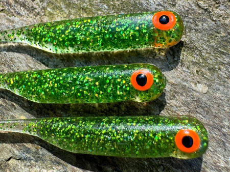 Guma Great Fish GF1 4,9cm | Glitter Green | rybny | 10 szt.