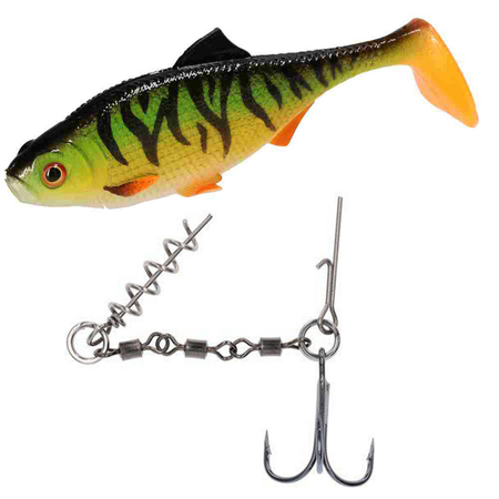 Zestaw guma Mikado MFT Roach 12cm Natural Perch + Dozbrojka Mikado Evo Stinger