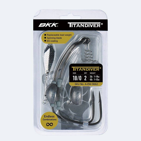 Haczyki offsetowe z obciążeniem BKK Titan Diver+ | #16/0 | 24g; 32g | 2 szt.