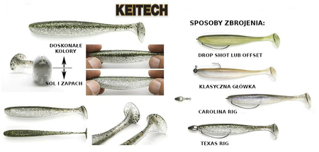 Guma Keitech Easy Shiner 3" | 7,6cm | LT#30 Pumpkin Green FLK | 10 szt.