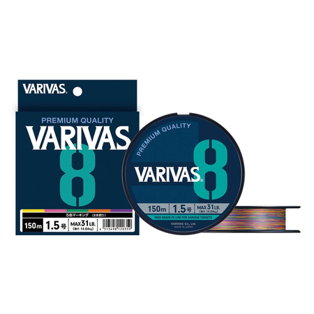 Plecionka Varivas8 PE #1.5 | 31lb | multicolor | 150m