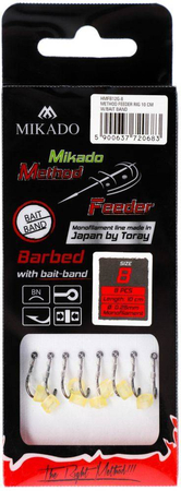 Przypony do methody Mikado z gumką - haczyk z zadziorem: 12 / żyłka: 0.23 mm - 8szt.