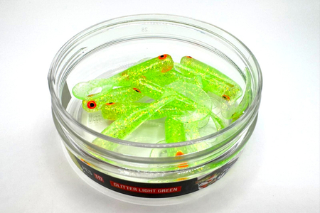 Guma Great Fish GF1 Twister 4,9cm | Glitter Light Green | krewetkowy | 10 szt.