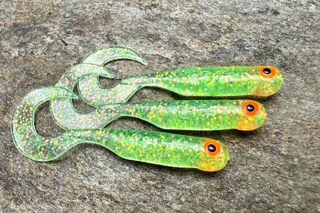 Guma Great Fish GF1 Twister 4,9cm | Glitter Light Green | bezzapachowy | 10 szt.