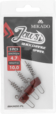 Wkręty do przynęt z obciążeniem Mikado Jaws QUICK CHANGE SPIRAL - 4.7cm- mix 4szt.