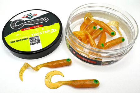 Guma Great Fish GF1 Twister 4,9cm | Curry | krewetkowy | 10 szt. | Dżejsiok Special Edition