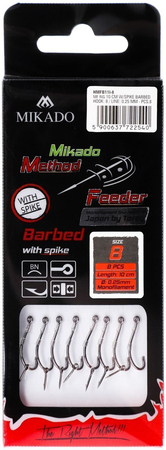 Przypony do methody Mikado z igłą - haczyk z zadziorem: 8 / żyłka: 0.25 mm - 8szt.