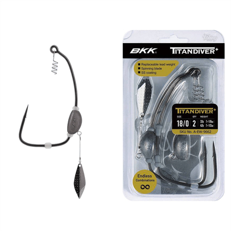 Haczyki offsetowe z obciążeniem BKK Titan Diver+ | #14/0 | 18g; 24g | 2 szt.